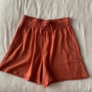 Linen Blend Shorts Rust Orange Size M NWT
